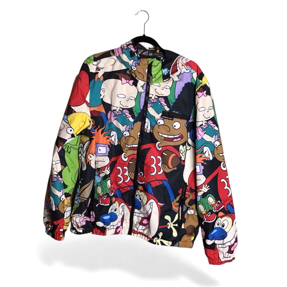 Members Only x Nickelodeon Collab Mens Windbreaker Hood Jacket  Sz.Lrg (Flaws)